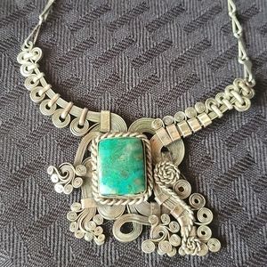 chrysacolla turquoise pendant wire wrap jewelry tribal necklace